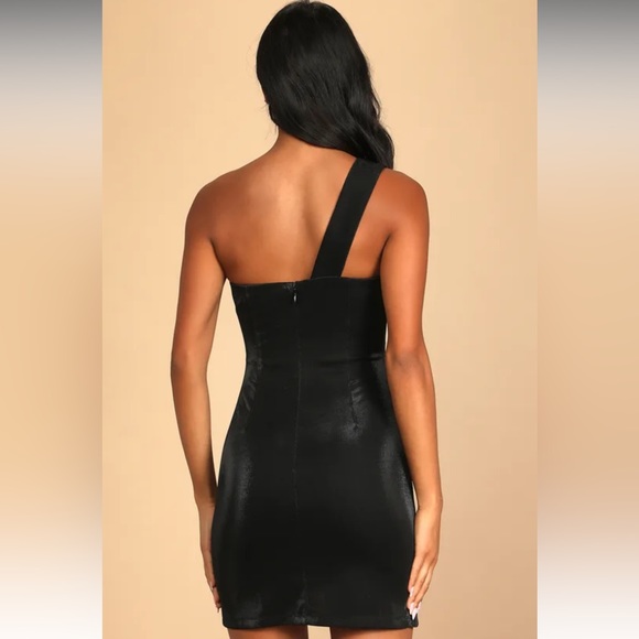 NWT Lulus One Shoulder Asymmetrical Black Mini Dress (M) - Picture 4 of 9